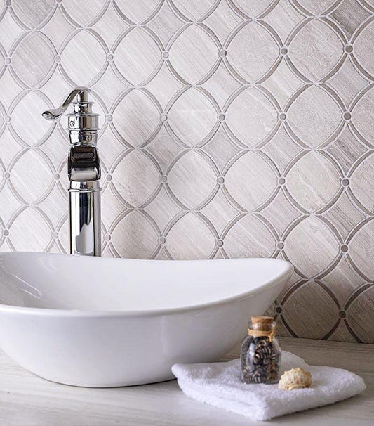 Wooden Gray and Athens Marble Mosaic Tile