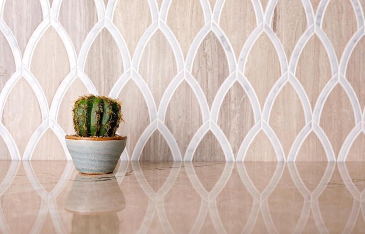 Wooden Grey Fan Marble Mosaic Tile | Tile Club
