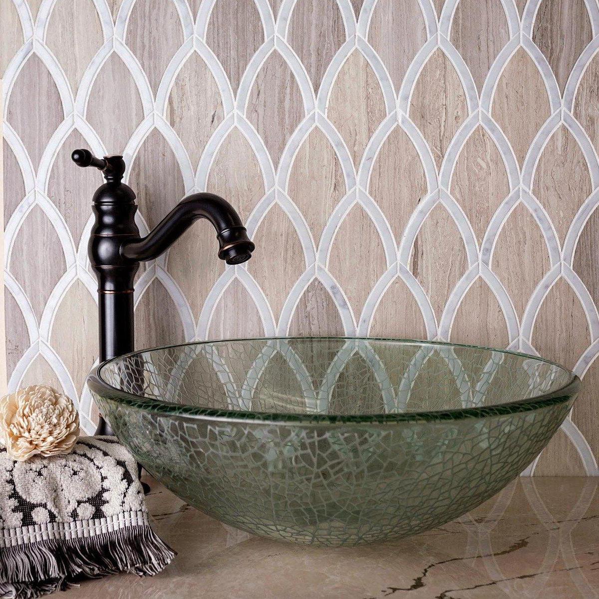 Wood-look tile with Bianco Carrara Marble for an Elegant Bathroom