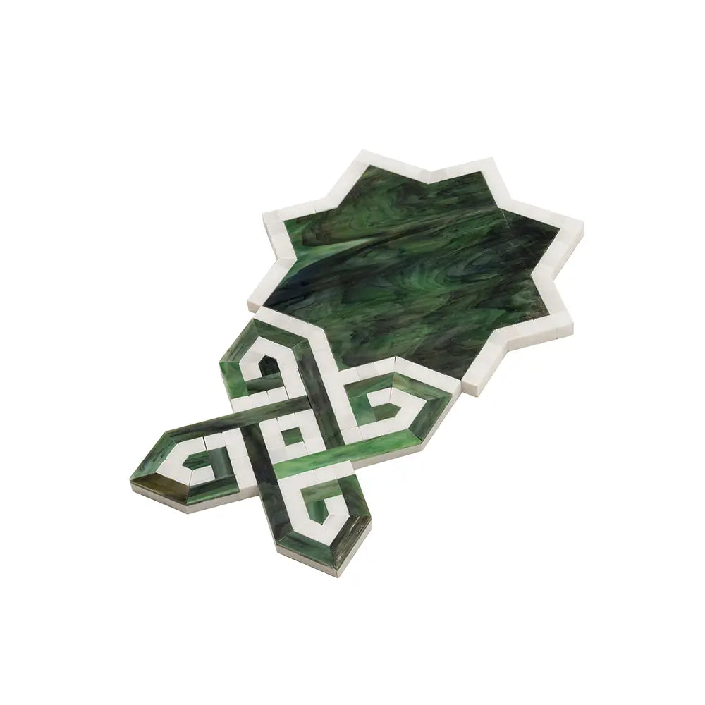 Salma Emerald Stained Glass and Dolomite Mosaic Tile