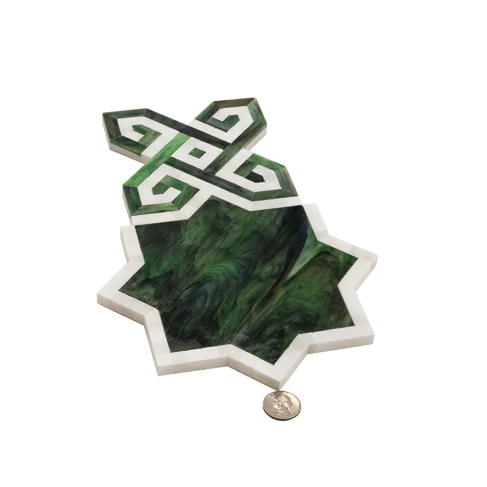 Salma Emerald Stained Glass and Dolomite Mosaic Tile
