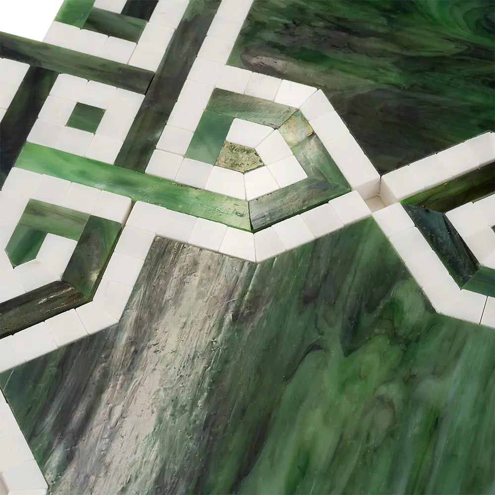 Salma Emerald Stained Glass and Dolomite Mosaic Tile