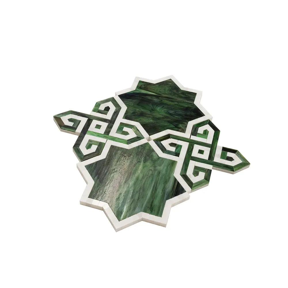Salma Emerald Stained Glass and Dolomite Mosaic Tile