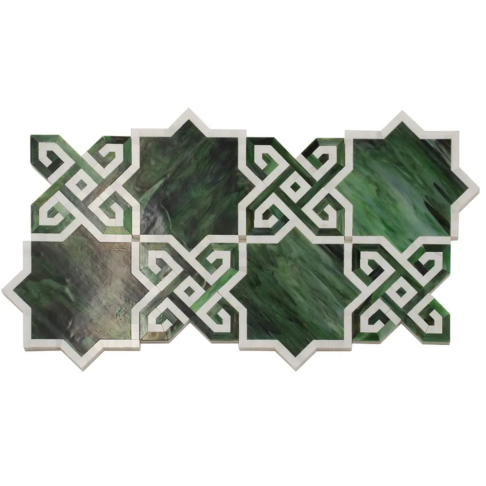 Salma Emerald Stained Glass and Dolomite Mosaic Tile