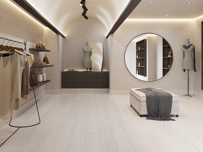 Japandi White 8x48 Wood-Look Tile Flooring | Tile Club