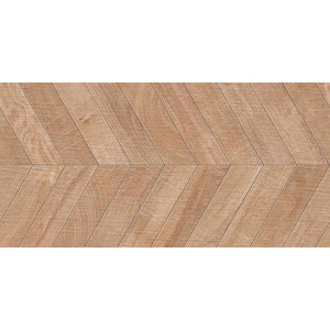 Japandi Chevron Natural Wood-Look Tile Flooring