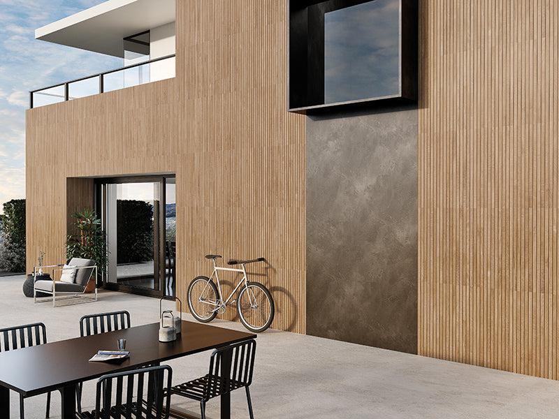 Japandi Natural Slat Wall Tile | Textured Porcelain Tile