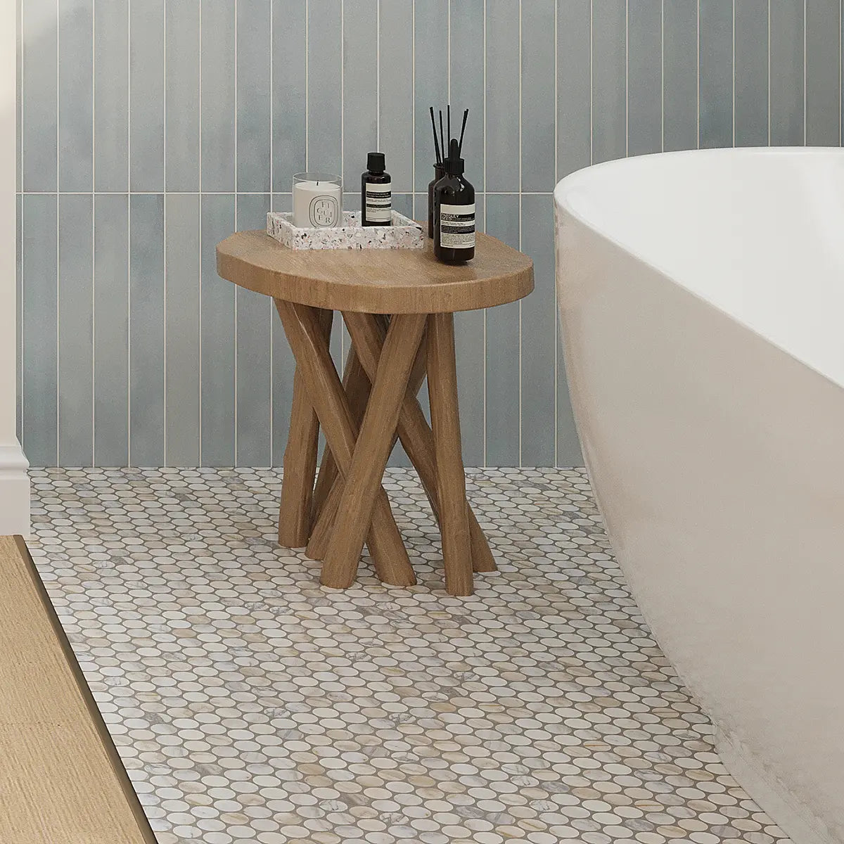 Calacatta Gold Small Marble Round Penny Tile