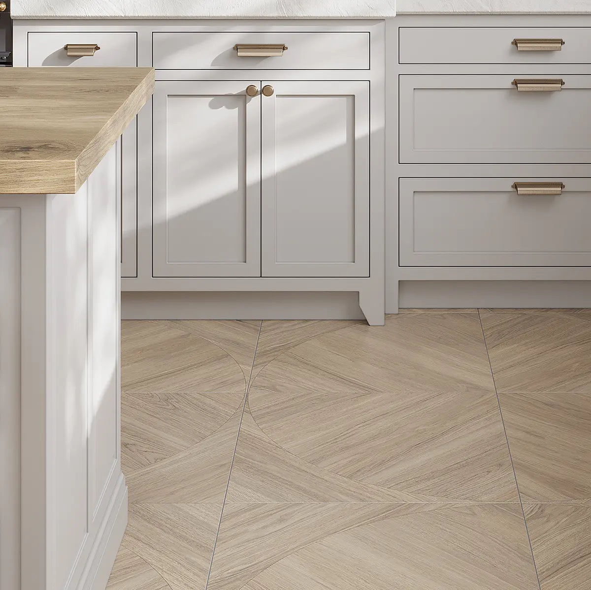 Japandi Natural Geometric Parquet Wood-Look Tile Flooring | Tile Club