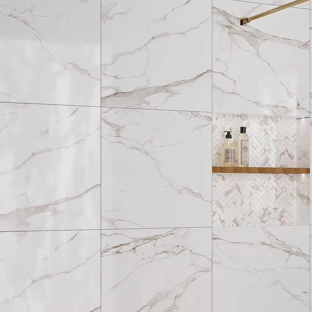 Azra Statuario Coffee 24x24 Large Format Porcelain Tile | Tile Club