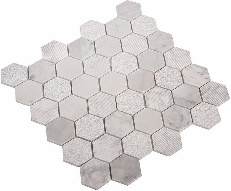 textured white marble tile backsplash|hexagon mosaic for kitchen