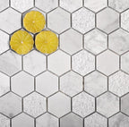 Textured Carrara Honeycomb Hexagon Marble Mosaic Tile | Tile Club