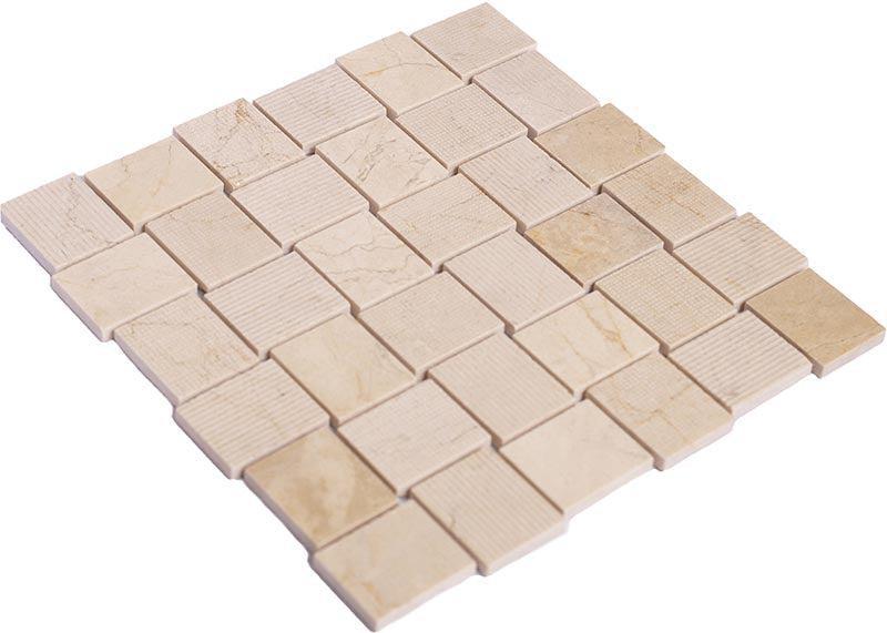 Textured Crema Marfil Brick Marble Mosaic Tile | Tile Club