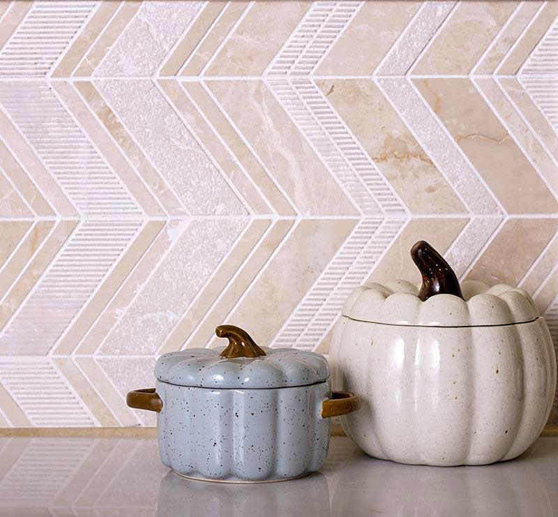 textured crema marfil mosaic tile