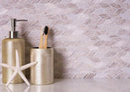 Textured Crema Marfil Leaf Marble Mosaic Tile | Tile Club