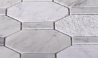 Textured Elongated Carrara Hexagon Marble Mosaic Tile | Tile Club