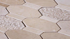 Textured Elongated Crema Marfil Hexagon Marble Mosaic Tile | Tile Club