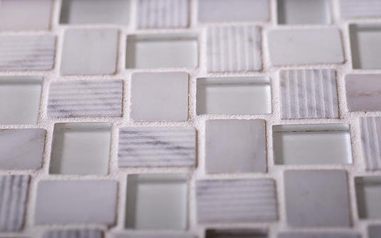 Textured Mini Brick Carrara And Glass Mosaic Tile | Tile Club