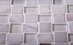 Textured Mini Brick Carrara And Glass Mosaic Tile | Tile Club