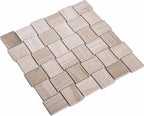 Textured Wooden Beige Brick Marble Mosaic Tile | Tile Club