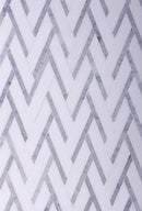 Thassos and Carrara Striped Chevron Mosaic Tile 2