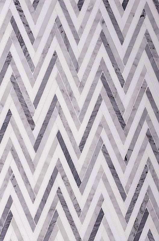 Bardiglio striped chevron mosaic tile