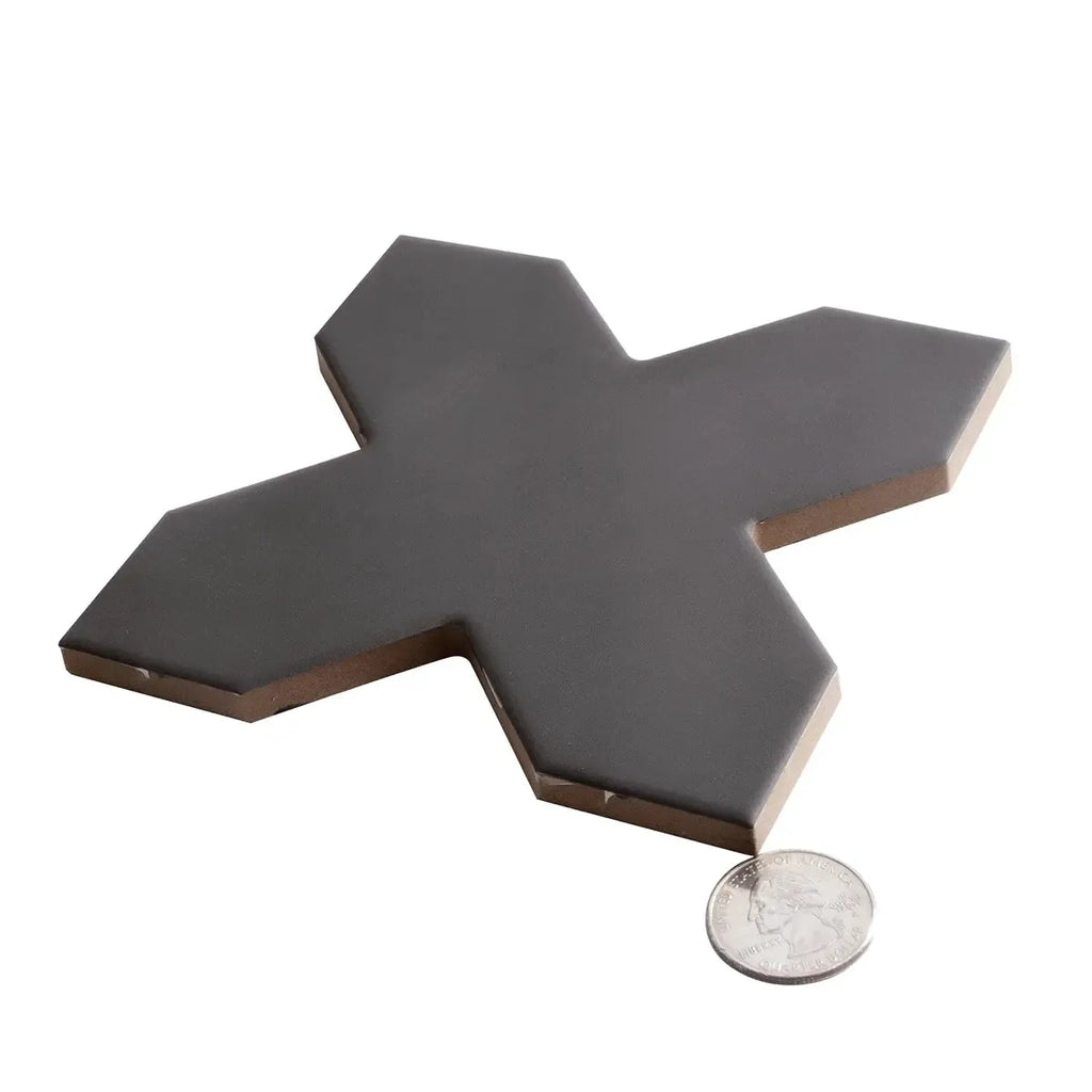 Carmel Matte Black Porcelain Cross Tile | Tile Club