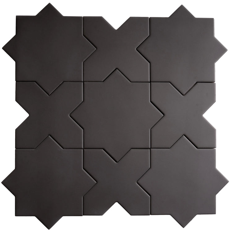 Carmel Matte Black Porcelain Star Tile