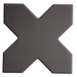 Carmel Matte Black Porcelain Cross Tile Sample Piece | Tile Club