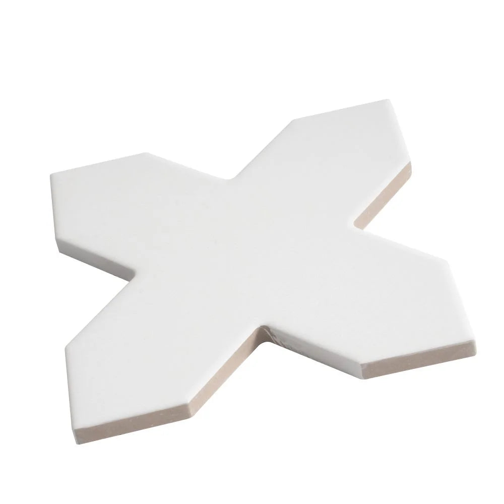 Carmel Matte White Porcelain Cross Tile