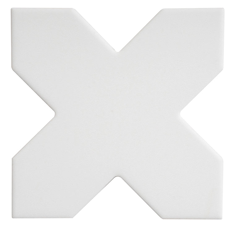 Carmel Matte White Porcelain Cross Tile