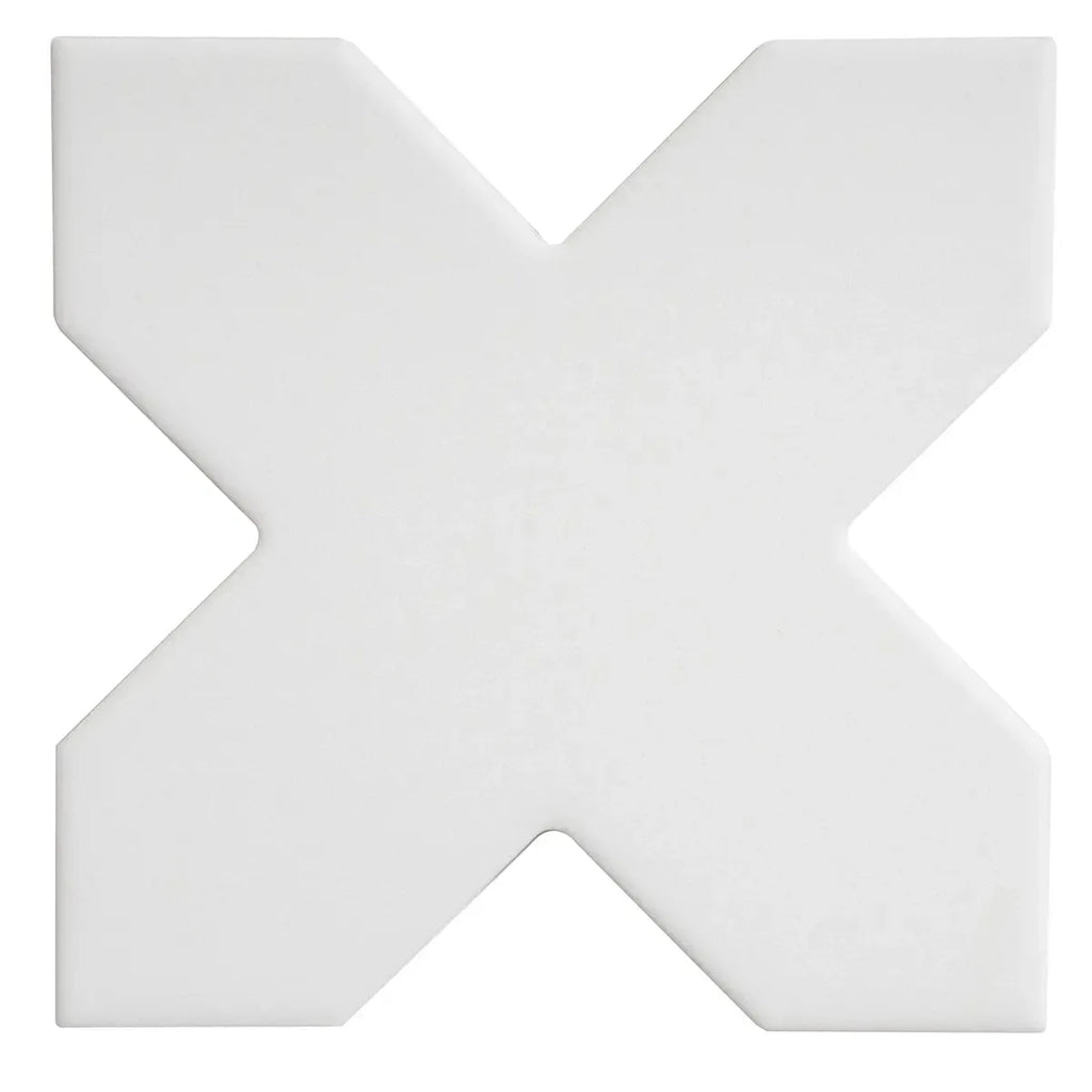 Carmel Matte White Porcelain Cross Tile