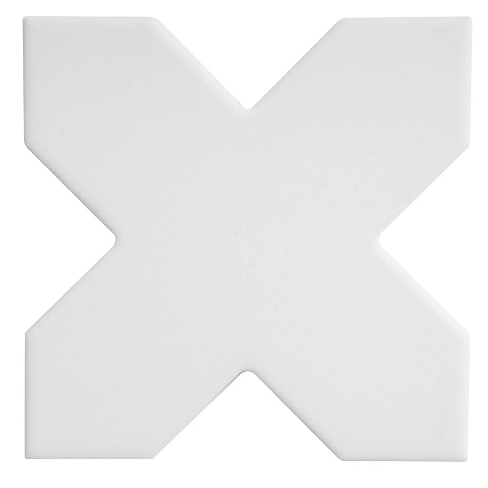 Carmel Matte White Porcelain Cross Tile