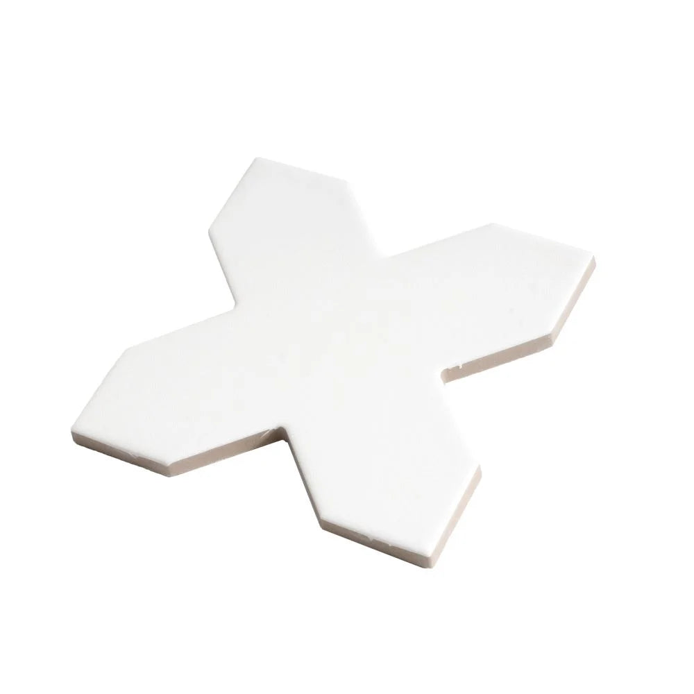 Carmel Matte White Porcelain Cross Tile