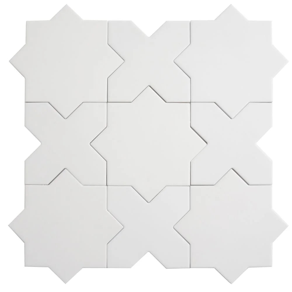 Carmel Matte White Porcelain Cross Tile