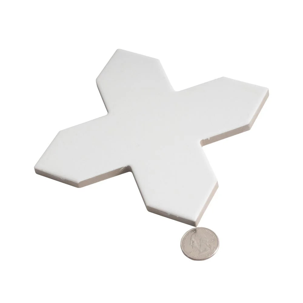 Carmel Matte White Porcelain Cross Tile