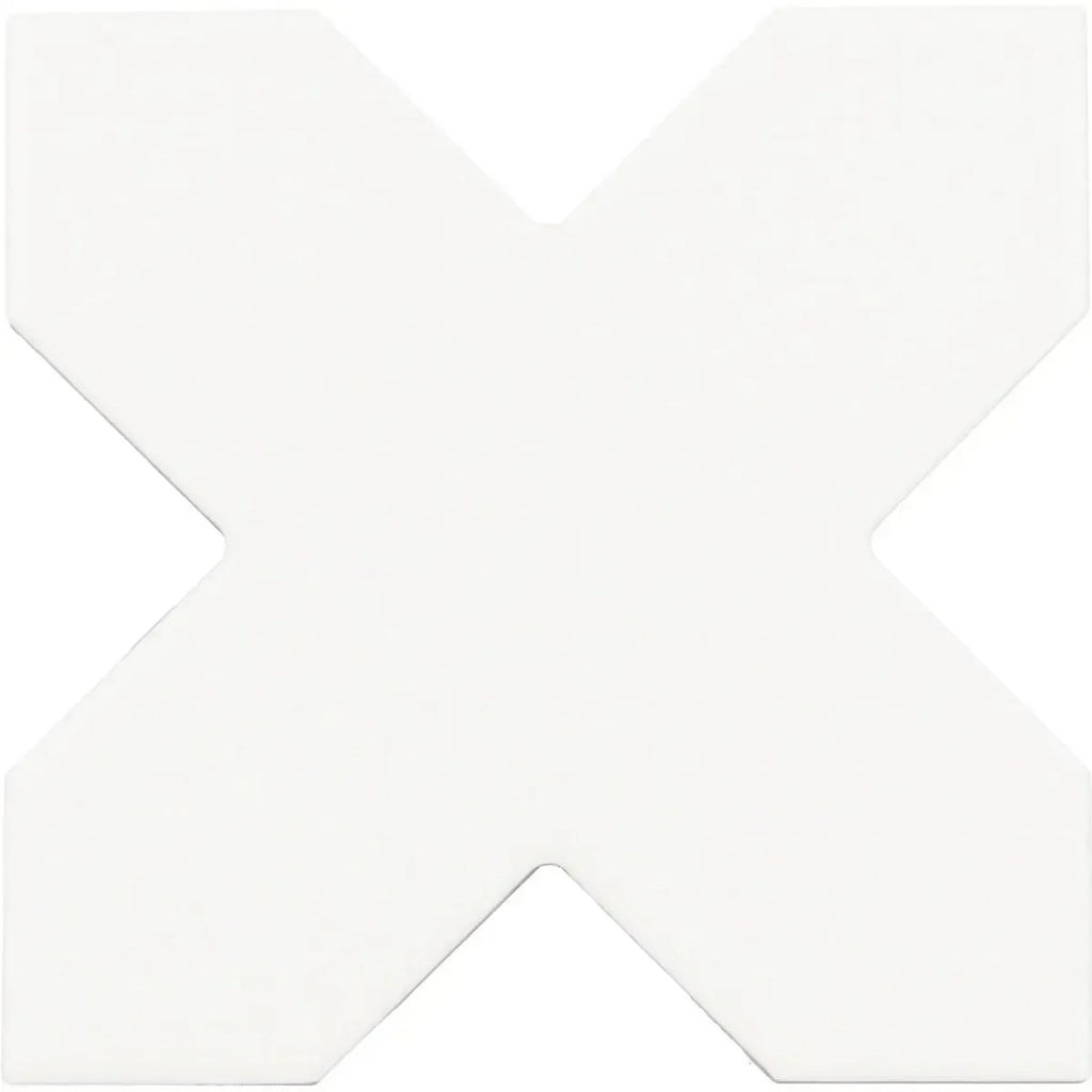 Carmel Matte White Porcelain Cross Tile Sample Piece | Tile Club