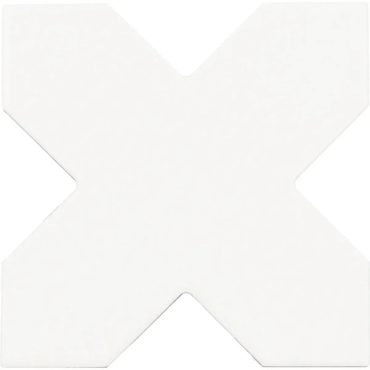 Carmel Matte White Porcelain Cross Tile Sample Piece | Tile Club