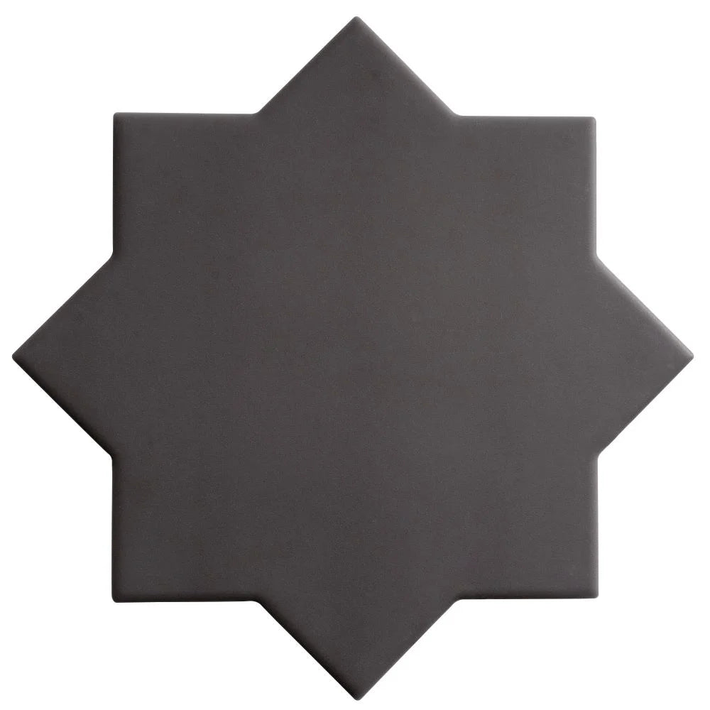 Carmel Matte Black Porcelain Star Tile