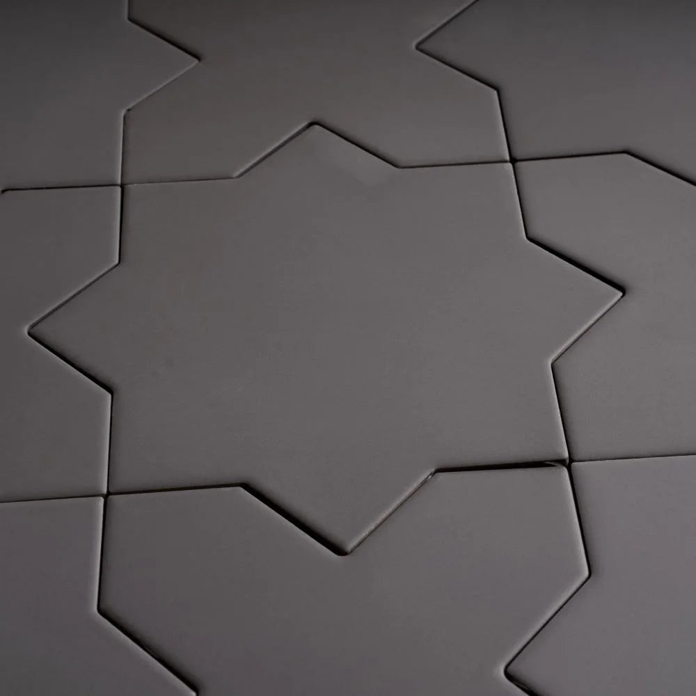 Carmel Matte Black Porcelain Star Tile
