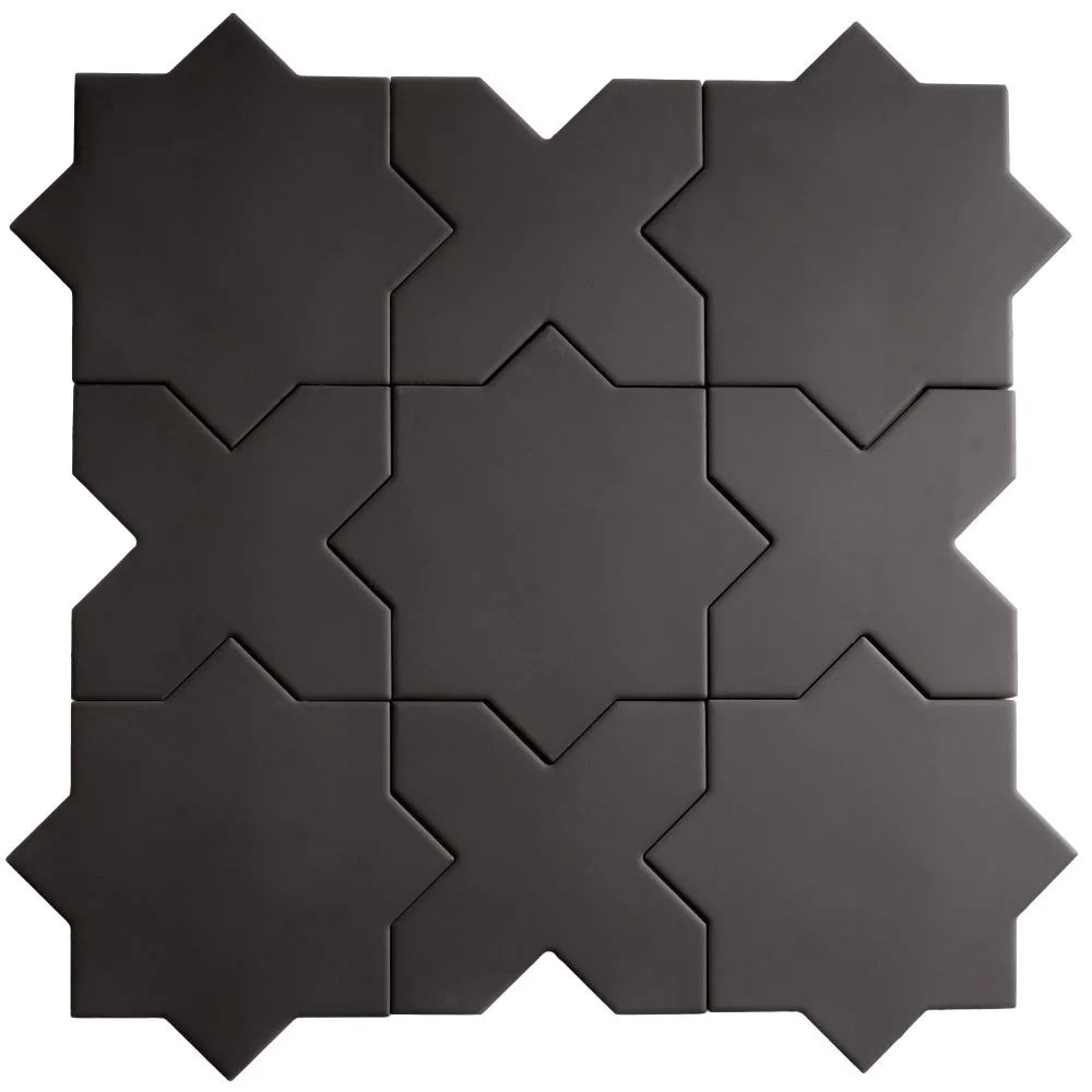 Carmel Matte Black Porcelain Star Tile