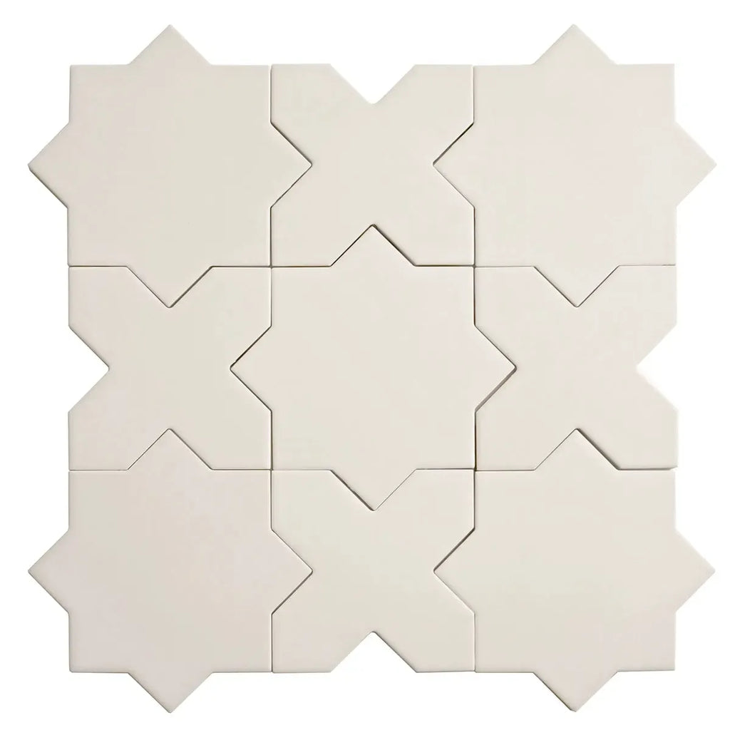 Carmel Light Gray Porcelain Star Tile and Gray Cross