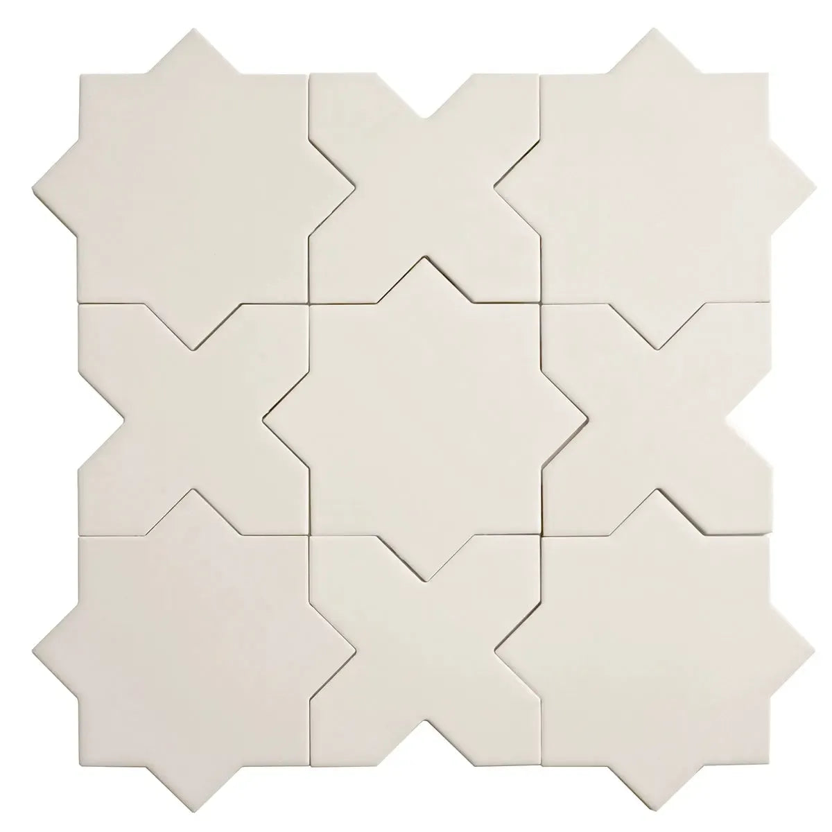 Carmel Light Gray Porcelain Star Tile and Gray Cross