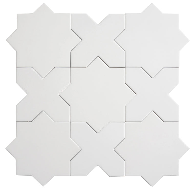 Carmel Matte White Porcelain Star Tile