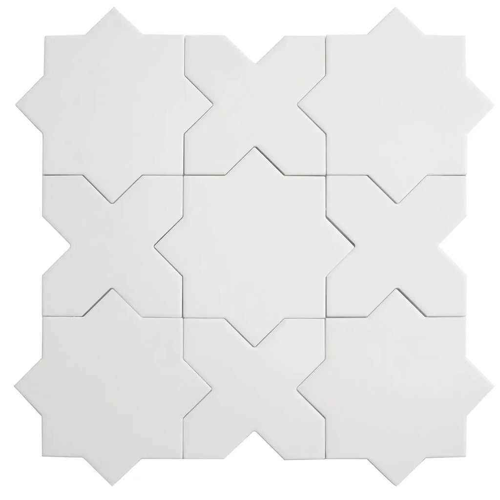 Carmel Matte White Porcelain Star Tile