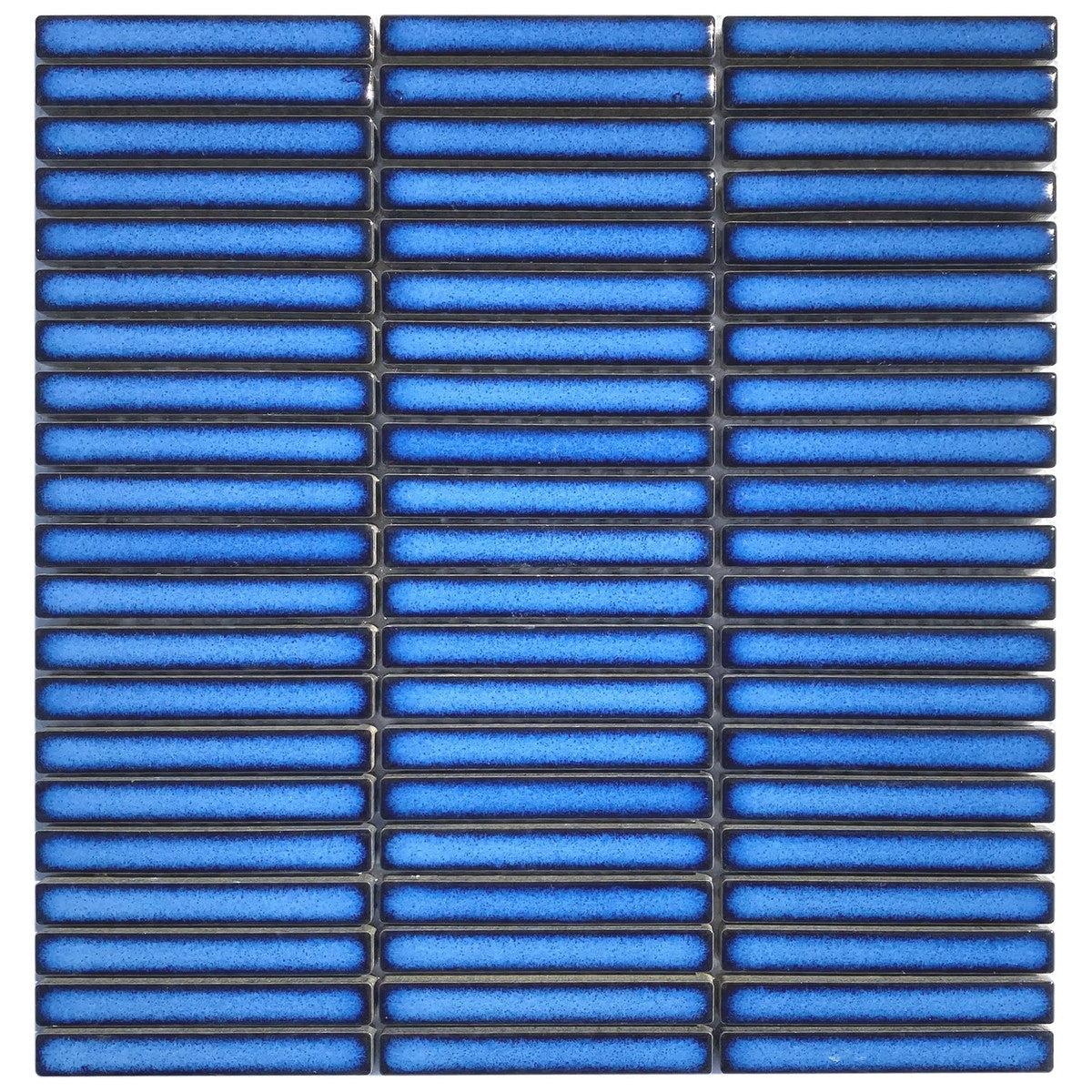 Lattice Electric Blue Stacked Brick Porcelain Mosaic Tile