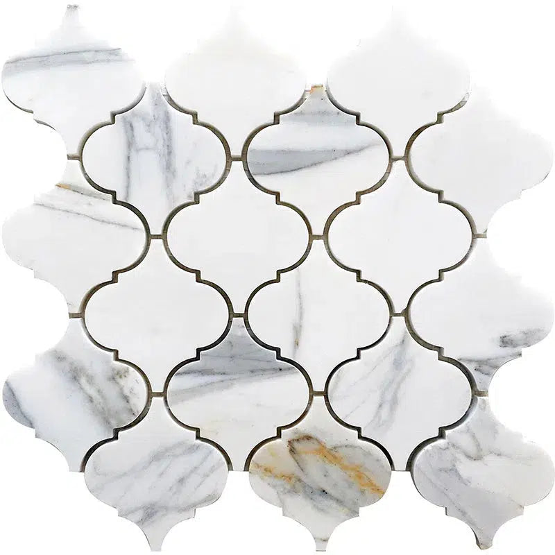 1 Sheet of Lantern Tile with Calacatta Gold Arabesque Marble
