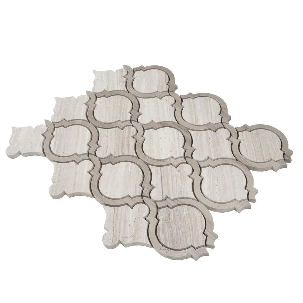 Arabesque Tile Wooden Beige & Athens Grey Mosaic Tile