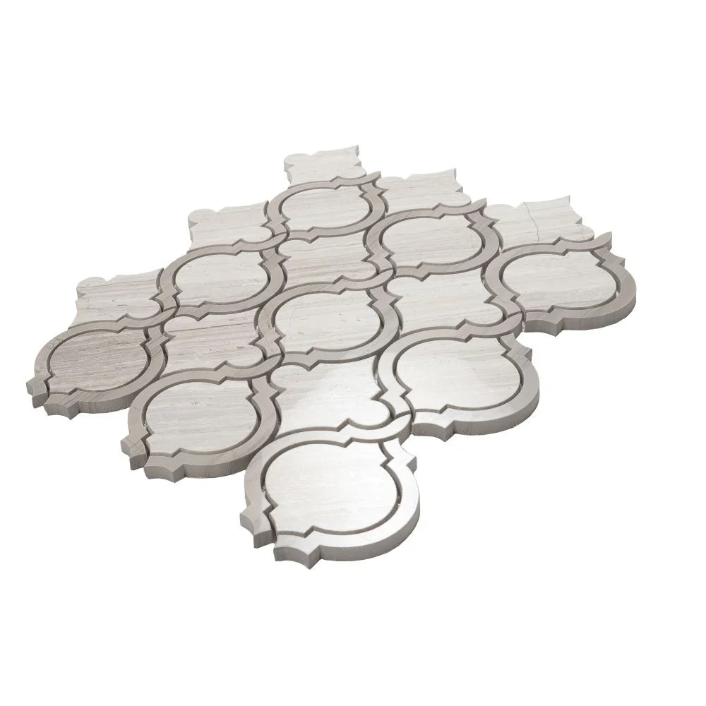 Arabesque Tile Wooden Beige & Athens Grey Mosaic Tile