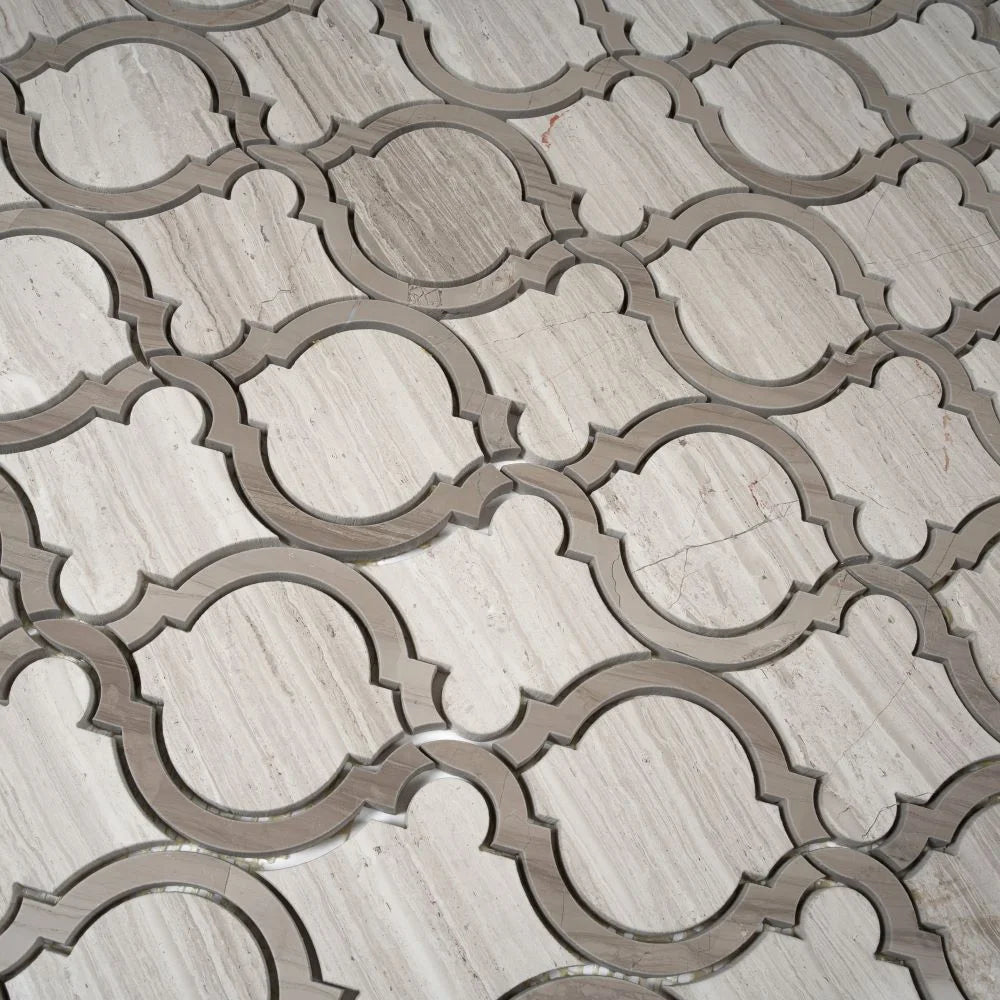 Arabesque Tile Wooden Beige & Athens Grey Mosaic Tile